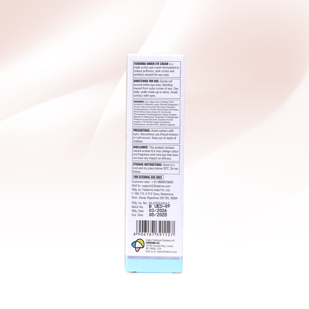 Fixderma Under Eye Cream 15g mặt sau