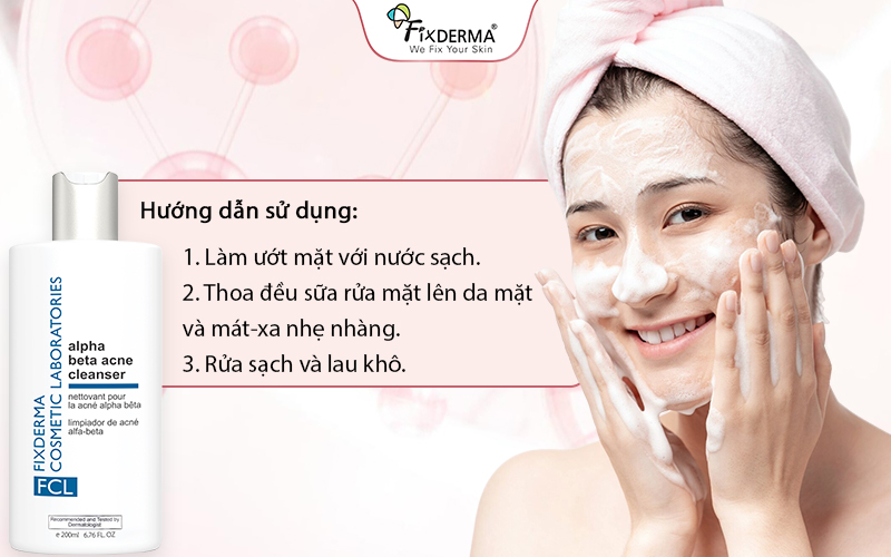 Hướng dẫn sử dụng sữa rửa mặt FCL Alpha Beta Acne Cleanser