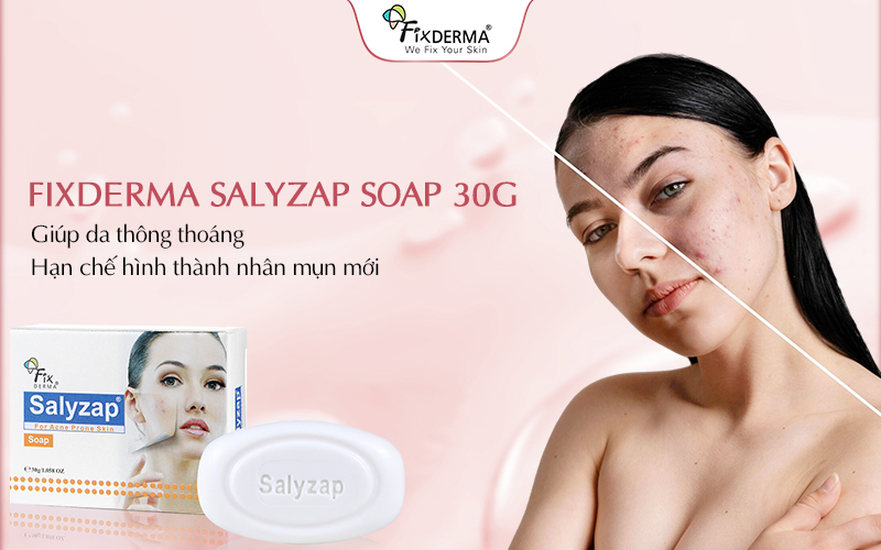 Xà phòng Fixderma Salyzap Soap 30g hỗ trợ giảm tình trạng mụn
