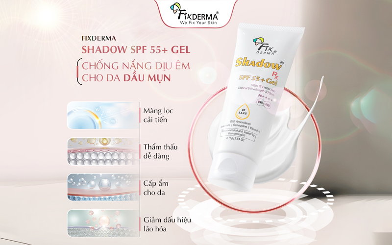 Gel chống nắng Fixderma Shadow SPF 55+ Gel