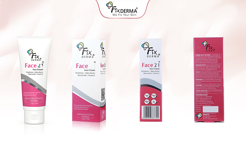 Bao bì sản phẩm Fixderma Face21 Face Cream nổi bật, ấn tượng