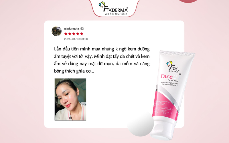 Đánh giá từ khách hàng khi sử dụng kem dưỡng Fixderma Face21 Face Cream
