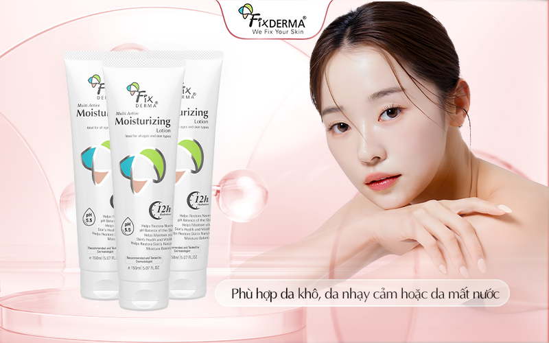 Fixderma Multi Active Moisturizing Lotion phù hợp da khô, thường xuyên bong tróc