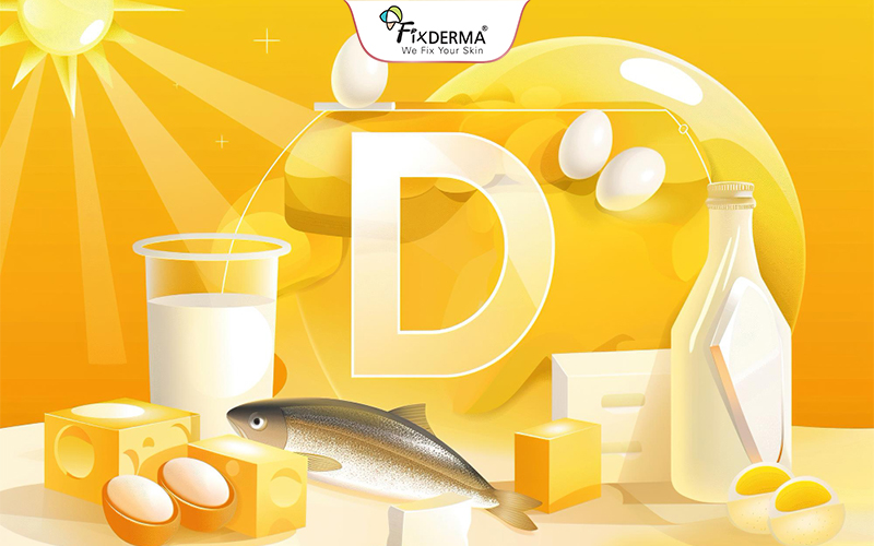 vitamin D có trong dầu cá, trứng sữa, ánh nắng mặt trời