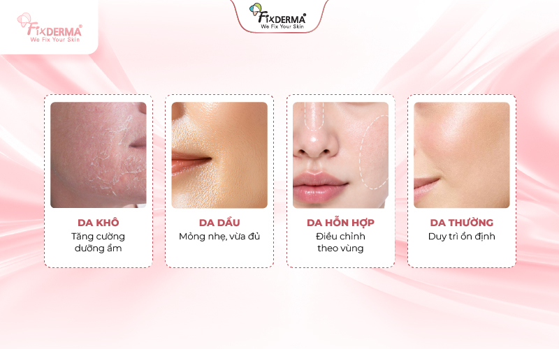 Mỗi loại da cần dưỡng ẩm khác nhau